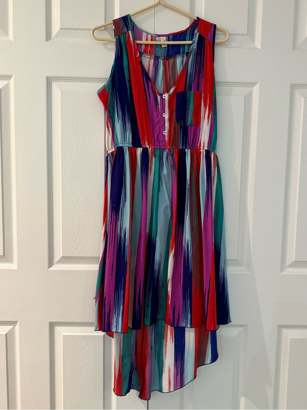 Women’s Multicolor Stripe High-Low Sleeveless Dress